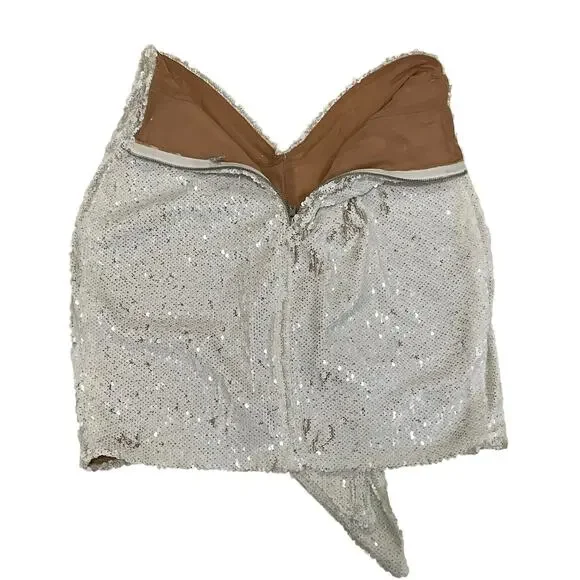 The Dolls House White Sequin Bow Mini Skirt | High Waist, Lined, Party - Picture 2 of 7
